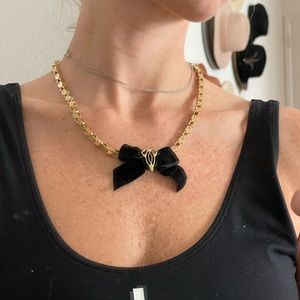 New gold filled velvet bow necklace